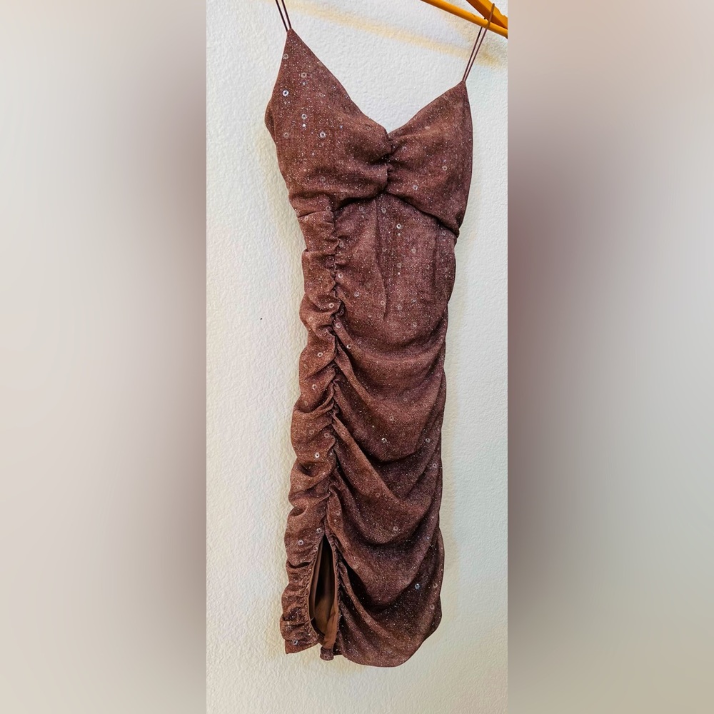 Sparkly Brown Fitted Dress